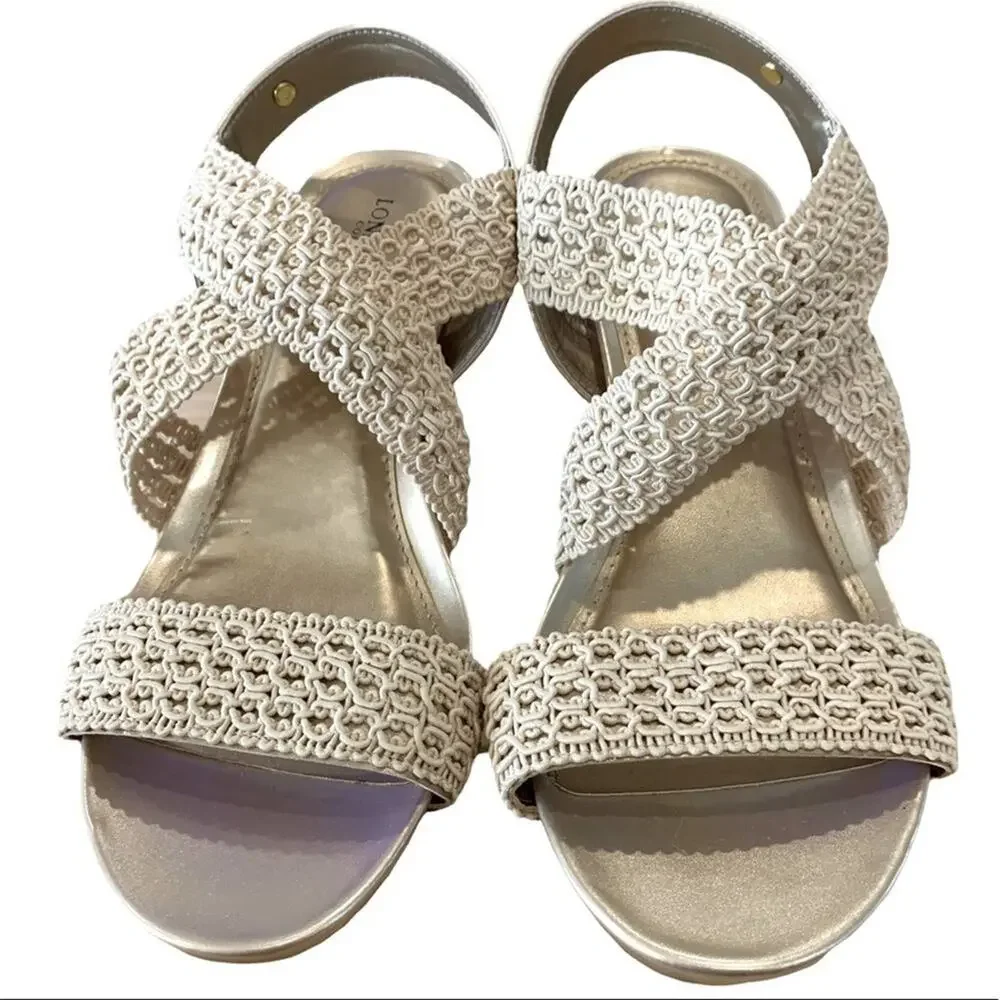 London Fog pickwickespadrilles shoes lacy natural‎ macrame size 8 M
